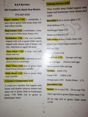 Menu photo 5 B & E Burritos Hatch, NM