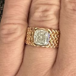 Nelson Coleman Jewelers - Men's custom solitaire diamond rings in 14K gold and platinum bezel.
