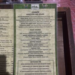 Entre Zankas - Dinner menu