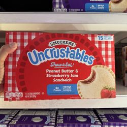 Babe, I found what you wanted. Smuckers Uncrustables is hard to find at other Kroger stores.