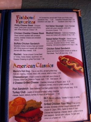 Menu photo 6 Mario's Fishbowl Morgantown, WV