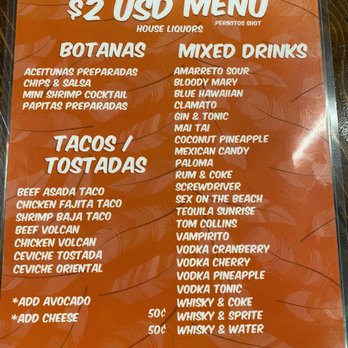 Perikitos Cantina Botanera - $2 Menu - Tapas Bars Near Me - Eagle Pass, Texas