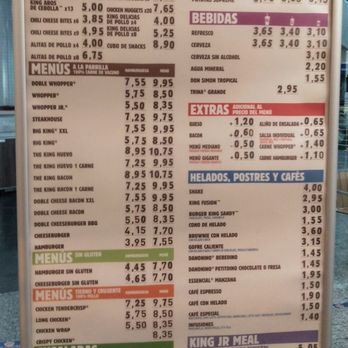 Burger King - This is the displayed menu (check prices and items for up to date information) - Burgers Near Me - Las Palmas de Gran Canaria, GC