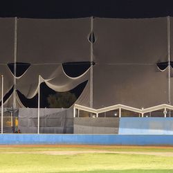 Big League Dreams Sport Park - The ripped net...looks like a pumpkin to me.