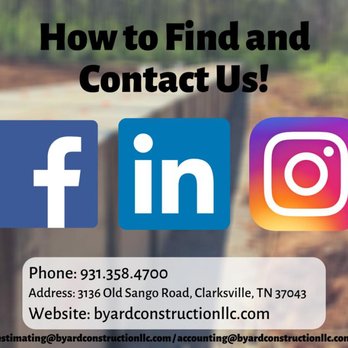 Byard Construction - You can find further information and updates about us across all of these platforms! We'll see you there! - Utilities Near Me - Clarksville, Tennessee