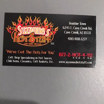 Suzanne's Hot Stuff - Business card - Specialty Food Near Me - Cave Creek, Arizona Suzanne's Hot Stuff - Business card - Specialty Food Near Me - Cave Creek, Arizona