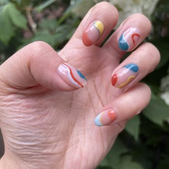 Nail Project - Colorful abstract nail design - Nail Salons Near Me - Brooklyn, New York