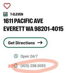 7-Eleven - 711 website: 1611 Pacific Ave phone number  listed is disconnected.