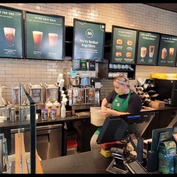 Starbucks - Our super nice barista preparing to make fresh coffee for us. - Coffee & Tea Near Me - Dallas, Texas