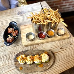 Planters Gastropub - Deviled eggs, stuffed shrimp, parmesan fries with dipping sauces