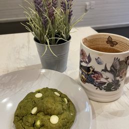 Matcha cookie and dirty chai latte Matcha cookie and dirty chai latte