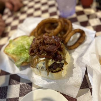 RG Burgers & Grill - Spicy RG's all star burger Had Onion Rings instead of fries! - Burgers Near Me - Denton, Texas RG Burgers & Grill - Spicy RG's all star burger Had Onion Rings instead of fries! - Burgers Near Me - Denton, Texas