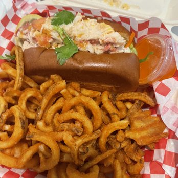Jolene's - Ewa Beach - Lobster roll with curly fries and extra butter sauce - Burgers Near Me - Ewa Beach, Hawaii Jolene's - Ewa Beach - Lobster roll with curly fries and extra butter sauce - Burgers Near Me - Ewa Beach, Hawaii