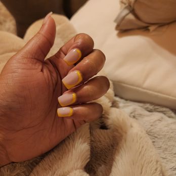 Luxury Nail & Spa - Short square acrylic nail with gel design - Nail Salons Near Me - Snellville, Georgia