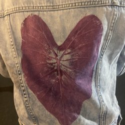 Hand painted Taro leave denim jean jacket