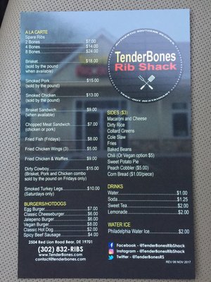 Menu photo 4 Tender Bones Rib Shack Bear, DE