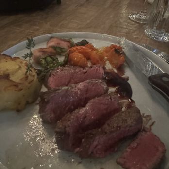 Wolf by Vanderpump at Caesars Republic Lake Tahoe - Filet cut up so you can see how rare - American Near Me - Stateline, Nevada Wolf by Vanderpump at Caesars Republic Lake Tahoe - Filet cut up so you can see how rare - American Near Me - Stateline, Nevada