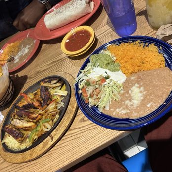 El Comal - Chicken fajitas  California burrito  Chips and salsa - Mexican Near Me - Mobile, Alabama
