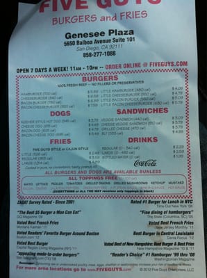 Menu photo 6 Five Guys San Diego, CA Menu photo 6 Five Guys San Diego, CA