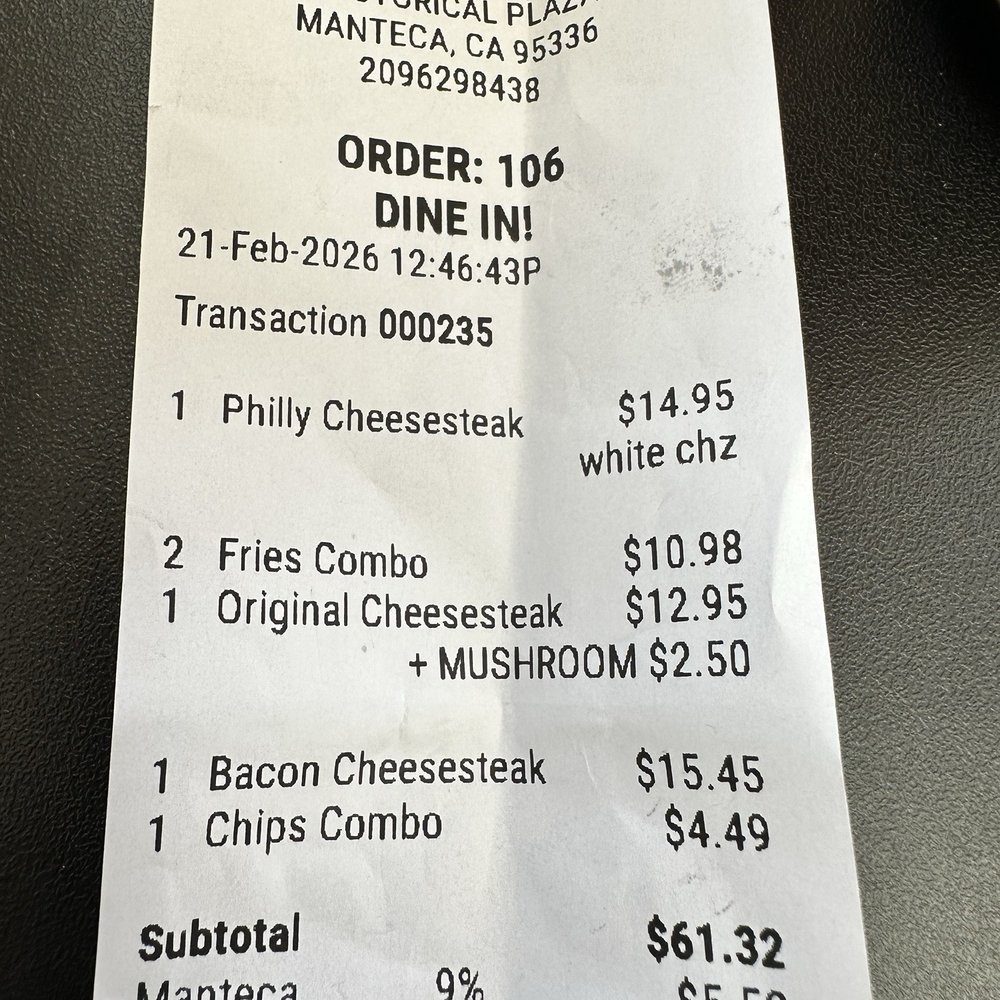Rocky’s Cheesesteaks - Almost $67 bucks for lunch. Meh - Cheesesteaks Near Me - Manteca, California Rocky’s Cheesesteaks - Almost $67 bucks for lunch. Meh - Cheesesteaks Near Me - Manteca, California