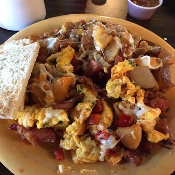 Squeeze In - Spanish Flay omelette made as a scramble. - Breakfast & Brunch Near Me - Carson City, Nevada Squeeze In - Spanish Flay omelette made as a scramble. - Breakfast & Brunch Near Me - Carson City, Nevada