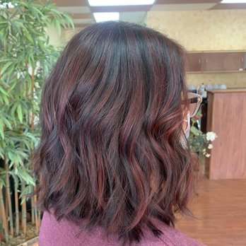 Salon Q - Red balayage on short hair cute - Hair Salons Near Me - Westminster, California