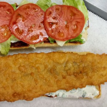 Andy’s Red Hots - Pollock Filet Sandwich-Toasted French Roll with House made Tartar Sauce, Lettuce and Tomatoes - Hot Dogs Near Me - Portage, Indiana