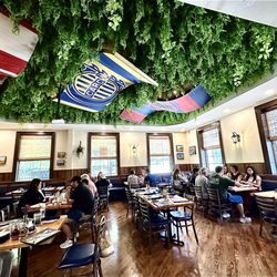 The ceiling is a focal point as you walk into the restaurant. It is very cool.