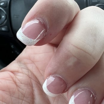 Organic Nail Bar - Blood under pointer finger nail overlay - Nail Salons Near Me - Sarasota, Florida