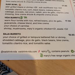 Burrito options Burrito options