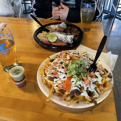 Luna's Flame And Grill - Carne asada fries and carne asada plate