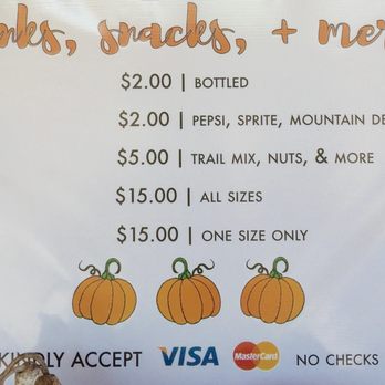 Cool Patch Pumpkins - Menu pricing bottom half as of 10/9/16 - Pumpkin Patches Near Me - Dixon, California