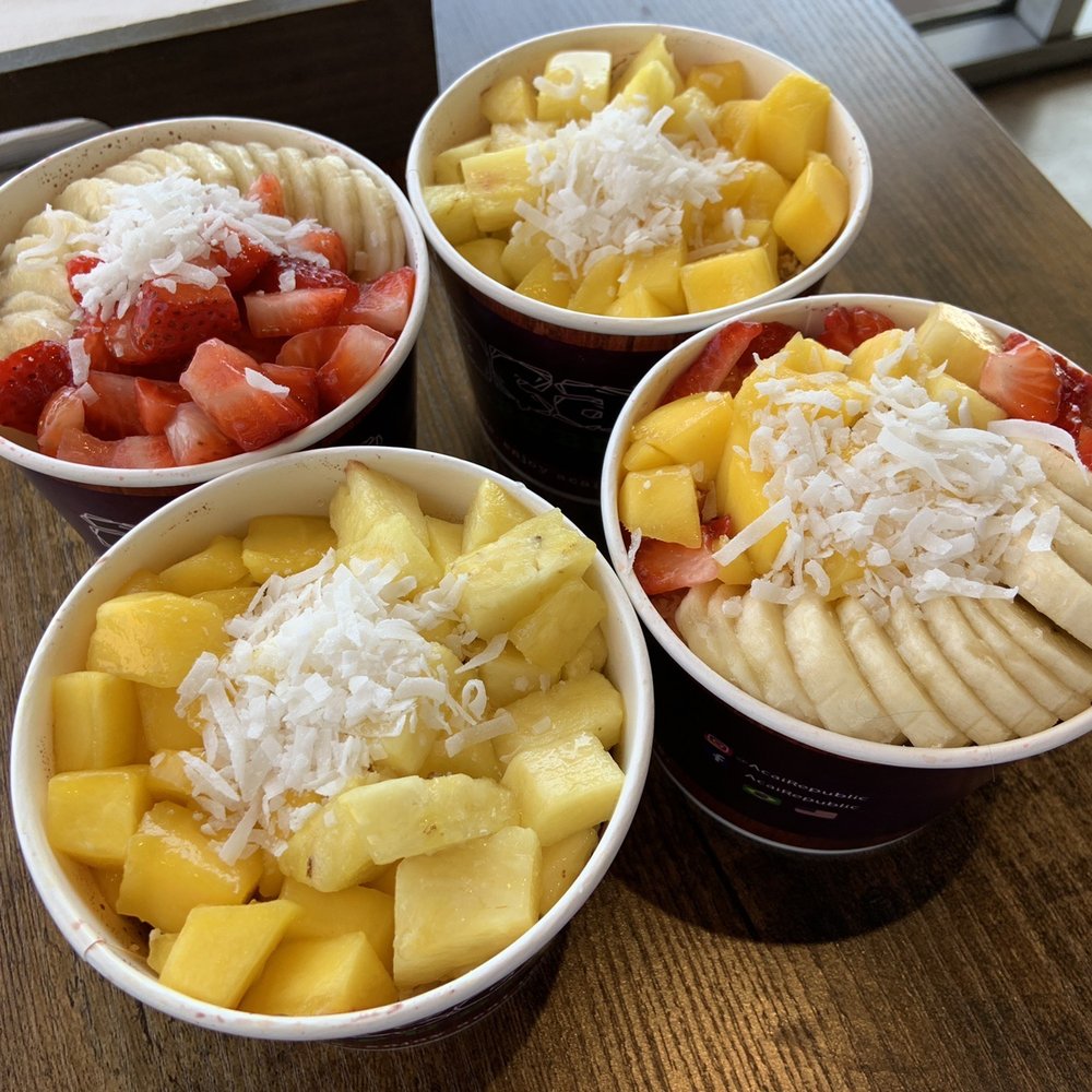 Acai Republic - Placentia - All bowls in medium $ 9.75. The Hawaiian, madly mango & my favorite The Cali. All so yummy 2.28.21 - Juice Bars & Smoothies Near Me - Fullerton, California Acai Republic - Placentia - All bowls in medium $ 9.75. The Hawaiian, madly mango & my favorite The Cali. All so yummy 2.28.21 - Juice Bars & Smoothies Near Me - Fullerton, California