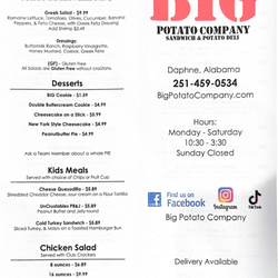 Big Potato Company - Menu