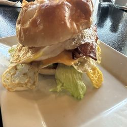 Drifters Restaurant - Biggie 2 egg breakfast sandwich $8.50 Oct. 2025.