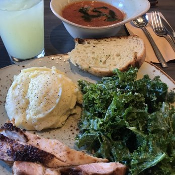 Tender Greens - Barbecue chicken, kale salad, mashed potatoes, bread, tomato soup and mint lemonade! Delicious!! - Salad Near Me - Berkeley, California Tender Greens - Barbecue chicken, kale salad, mashed potatoes, bread, tomato soup and mint lemonade! Delicious!! - Salad Near Me - Berkeley, California