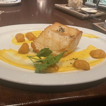Water Grill - Denver - Sea bass with butternut squash purée and gnocchi - Seafood Near Me - Denver, Colorado Water Grill - Denver - Sea bass with butternut squash purée and gnocchi - Seafood Near Me - Denver, Colorado