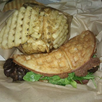 Bruxie - Mushroom & Goat Cheese with Ham and Arugula with Waffle Fries - Sandwiches Near Me - Orange, California