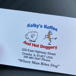 Kalby's Coffee and Hot Doggery - Business card