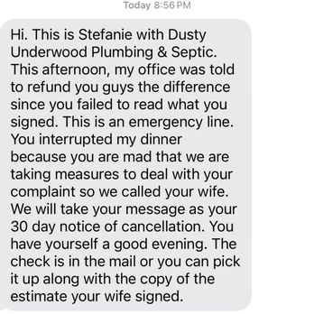 Underwood Plumbing and Septic - Nice response from someone WE pay for a service! - Plumbing Near Me - Bonham, Texas