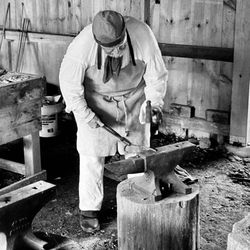 Colonial Pennsylvania Farmstead - Colonial Pennsylvania Plantation -- blacksmithing demonstration
