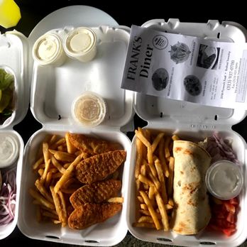 Frank's Diner - Gyro platter with fries and Greek salad, Chicken strip with fries (soup in the fridge) and Chicken Gyro platter with Greek Salad - Diners Near Me - Redford, Michigan