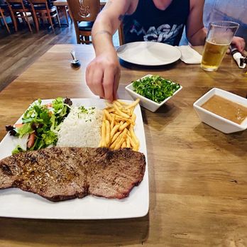 Samba Brazil Restaurant - Bife Grelhado Lunch Special with a side of Collard Greens - Brazilian Near Me - Miami Beach, Florida