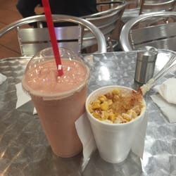 Jamba Fresh - Strawberry/mango smoothie and esquite with everything on it!