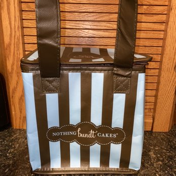 Nothing Bundt Cakes - a blue and brown striped bag - Bakeries Near Me - Geneva, Illinois Nothing Bundt Cakes - a blue and brown striped bag - Bakeries Near Me - Geneva, Illinois
