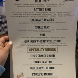 Paddy Whacks Irish Sports Pub - Welsh Road - Drink menu