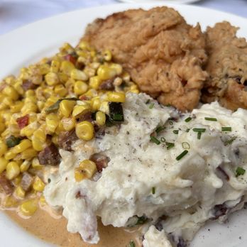 Rick's Chophouse - Fried chichen with roasted corn and malted mashed potatoes. My only complaint was I wanted more fried chicken afterwards. - Seafood Near Me - McKinney, Texas Rick's Chophouse - Fried chichen with roasted corn and malted mashed potatoes. My only complaint was I wanted more fried chicken afterwards. - Seafood Near Me - McKinney, Texas