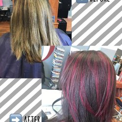 Split Endz - All over color with red highlights done by Nicole