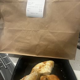 Receipt shows what we ordered. You can see the mold on the bread.