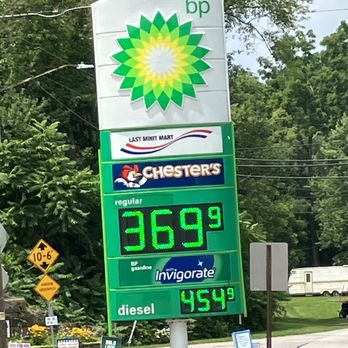 bp - a gas station sign with a gas price sign in the foreground - Gas Stations Near Me - Jamestown, Pennsylvania